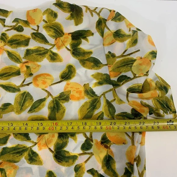 Boohoo Women's Size 12 White Lemon Print Short Sleeve Shift Dress Garden Picnic - Picture 3 of 7